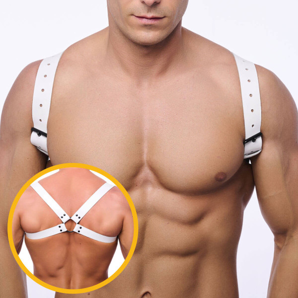 The Red Shoulder Harness - White | Hot Candy