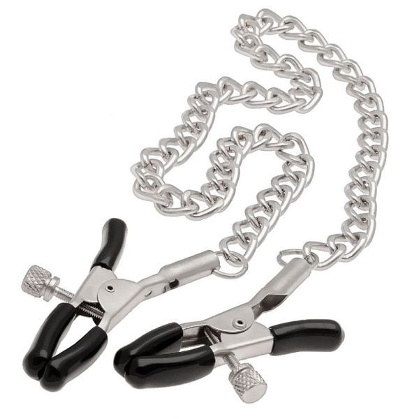 Tit Play! Nipple screw clamps with chain | Hot Candy English