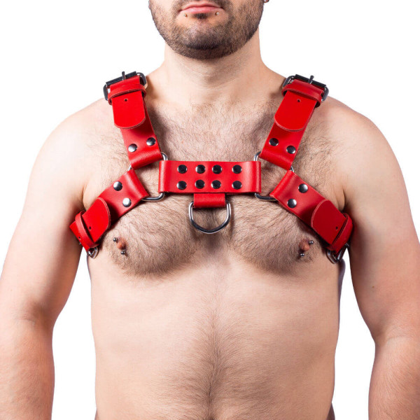 Red Buckle Leather Harness | Hot Candy