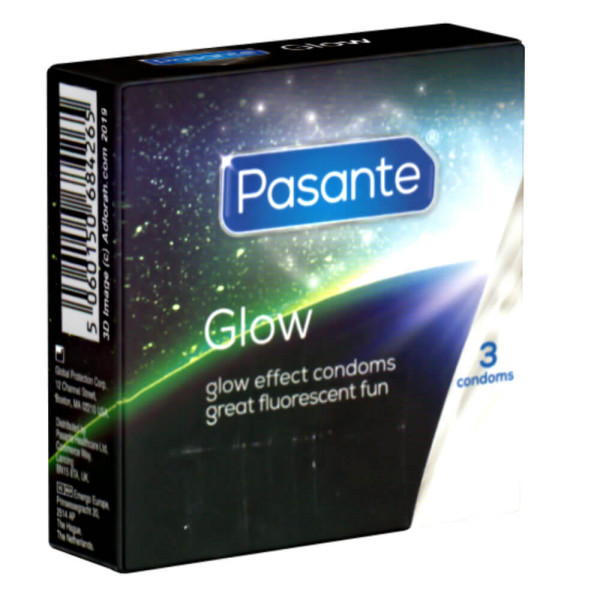 Pasante Glow Effect Condoms 3 Pack | Hot Candy English