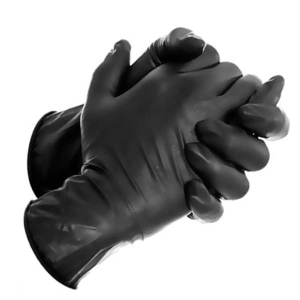 Single Use Black Rubber Gloves - 100 Package | Hot Candy English